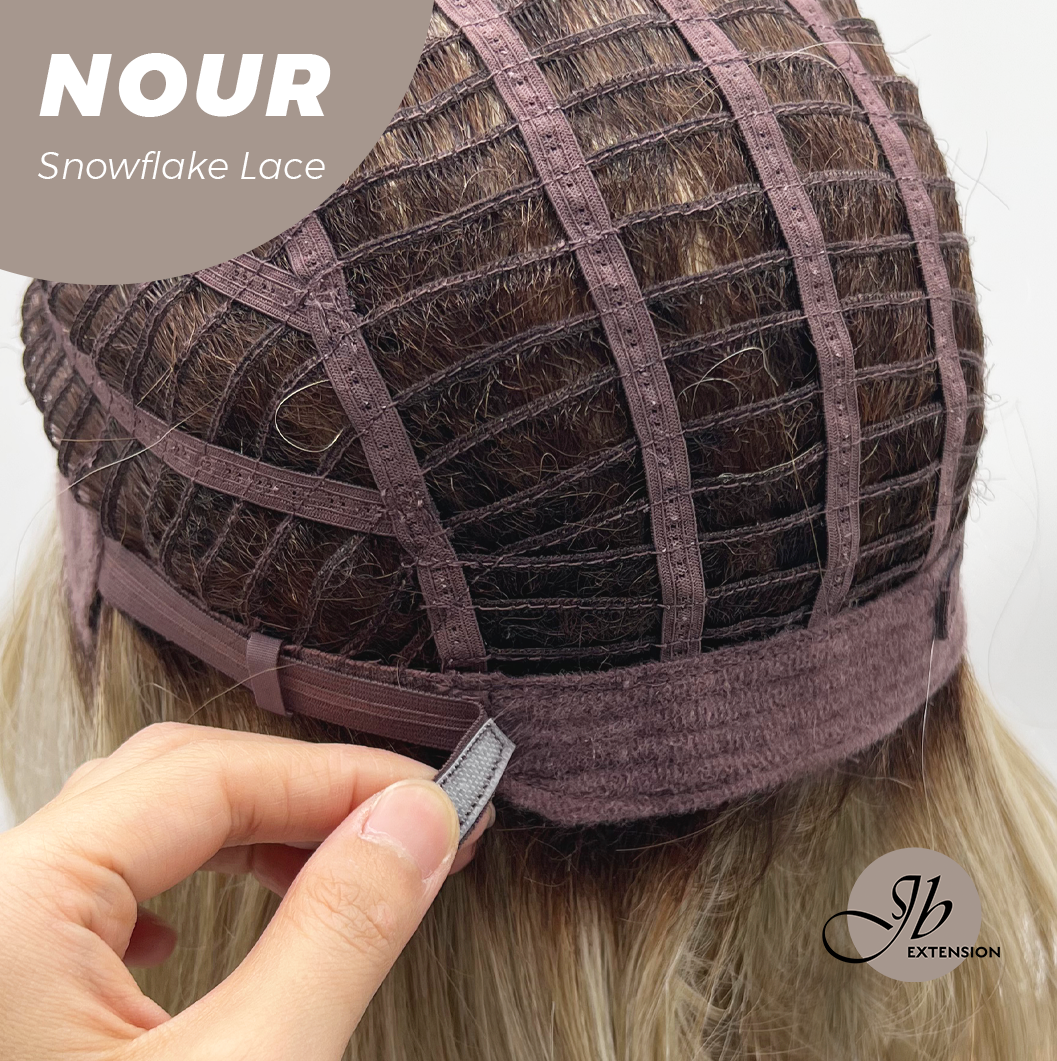JBEXTENSION 11 Inches Mix Blonde Curly Pre-Cut Arc Snowflake Lace Frontlace Glueless Wig NOUR【BENDY EAR TABS】