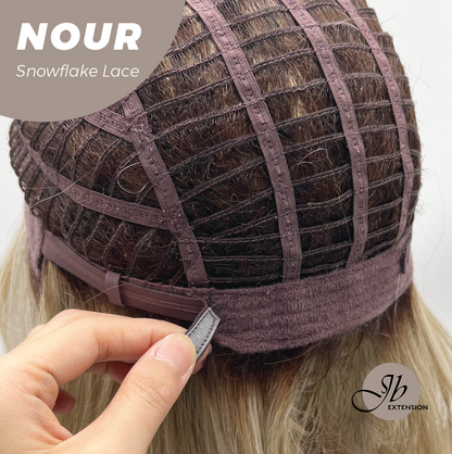 JBEXTENSION 11 Inches Mix Blonde Curly Pre-Cut Arc Snowflake Lace Frontlace Glueless Wig NOUR【BENDY EAR TABS】