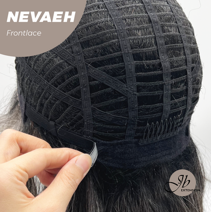 [FINAL SALE] JBEXTENSION 20 Inches Salt and Pepper Curly Pre-Cut Frontlace Glueless Black Sapphire Wig NEVAEH【BENDY EAR TABS】