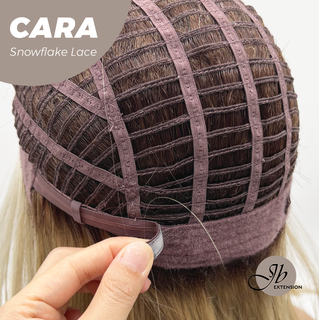 JBEXTENSION 16 Inches Mix Blonde Pre-Cut Side Part Snowflake Lace Frontlace Glueless Wig CARA【BENDY EAR TABS】