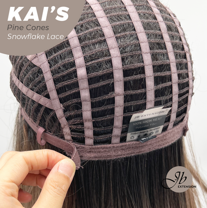 JBEXTENSION 18 Inches Pine Cones Pre-Cut Snowflake Lace Frontlace Glueless Wig KAI'S PINE CONES【PERMATEASE】【BENDY EAR TABS】- M/L