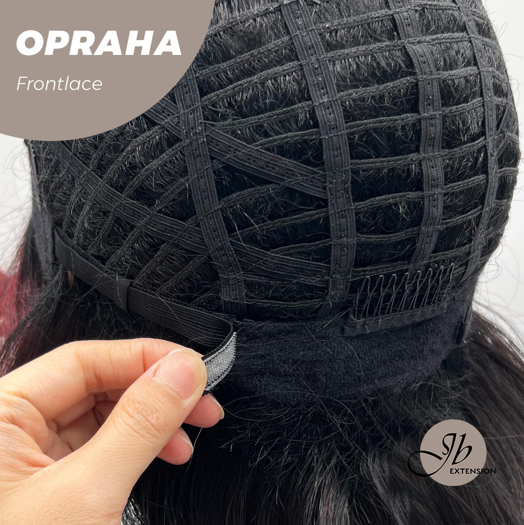 [FINAL SALE] JBEXTENSION 23 Inches Curly Black Red Pre-Cut Frontlace Glueless Black Sapphire Wig OPRAHA【BENDY EAR TABS】
