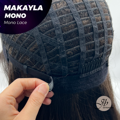 [FINAL SALE] JBEXTENSION MAKAYLA MONO Monofilament Handmade Wig 6X5 Full Monofilament Hand Tied Top Wig 23 Inches Long Black Straight Mono Lace Handmade Futura Fiber Glueless Black Sapphire Wig MAKAYLA MONO【BENDY EAR TABS】