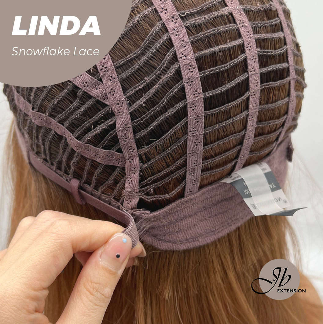 JBEXTENSION 18 Inches Copper Pre-Cut Arc Snowflake Lace Frontlace Glueless Wig LINDA SNOWFLAKE【BENDY EAR TABS】