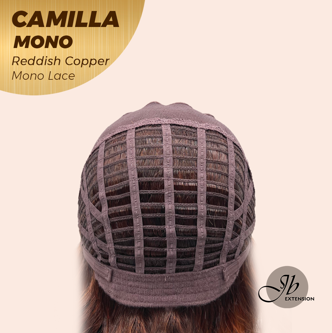 JBEXTENSION CAMILLA MONO Monofilament Handmade Wig 6X5 Full Monofilament Hand Tied Top Wig 20 Inches Reddish Copper Mono Lace Wig With Anti-slip Silicone Strips Glueless Wig CAMILLA MONO REDDISH COPPER【BENDY EAR TABS】