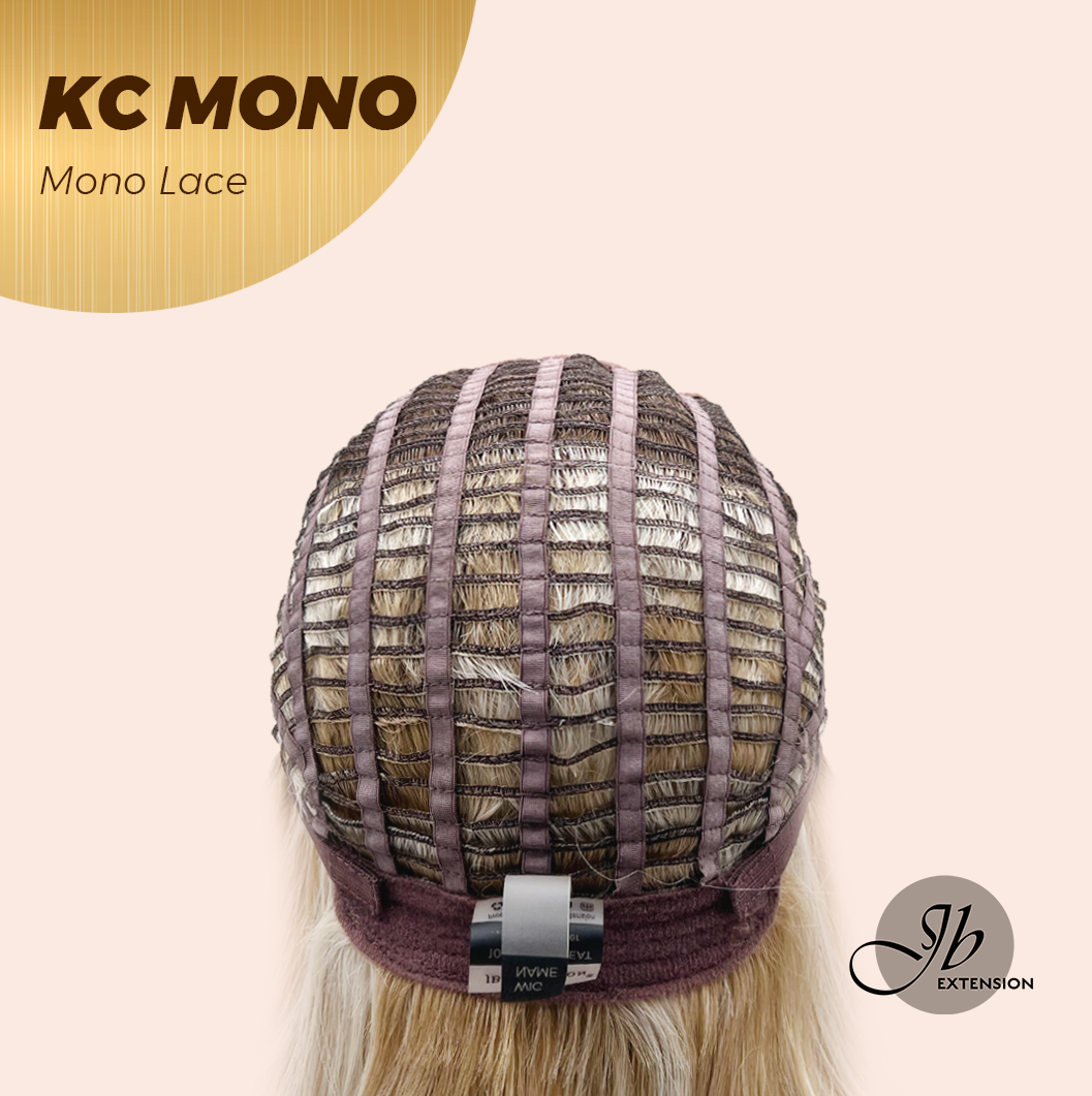 JBEXTENSION KC MONO Monofilament Handmade Wig 6X5 Full Monofilament Hand Tied Top Wig 18 Inches Curly Mix Blonde Mono Lace Wig with Anti-slip Silicone Strips Glueless Wig KC MONO【BENDY EAR TABS】