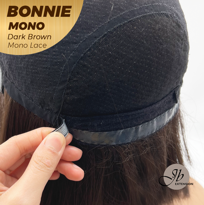 JBEXTENSION BONNIE MONO Full Monofilament Handmade Full Lace Full Hand Tied Wig 12 Inches Dark Brown Mono Lace Handmade Futura Fiber Glueless Wig BONNIE MONO DARK BROWN【BENDY EAR TABS】