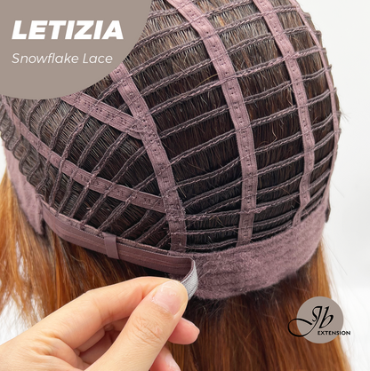 JBEXTENSION 16 Inches Copper with Dark Root Pre-Cut Arc Snowflake Lace Frontlace Glueless Wig LETIZIA【BENDY EAR TABS】