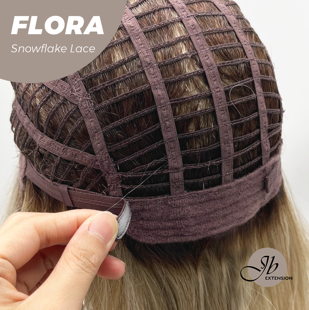 JBEXTENSION 13 Inches Mix Blonde Pre-Cut Side Part Snowflake Lace Frontlace Glueless Wig FLORA【BENDY EAR TABS】