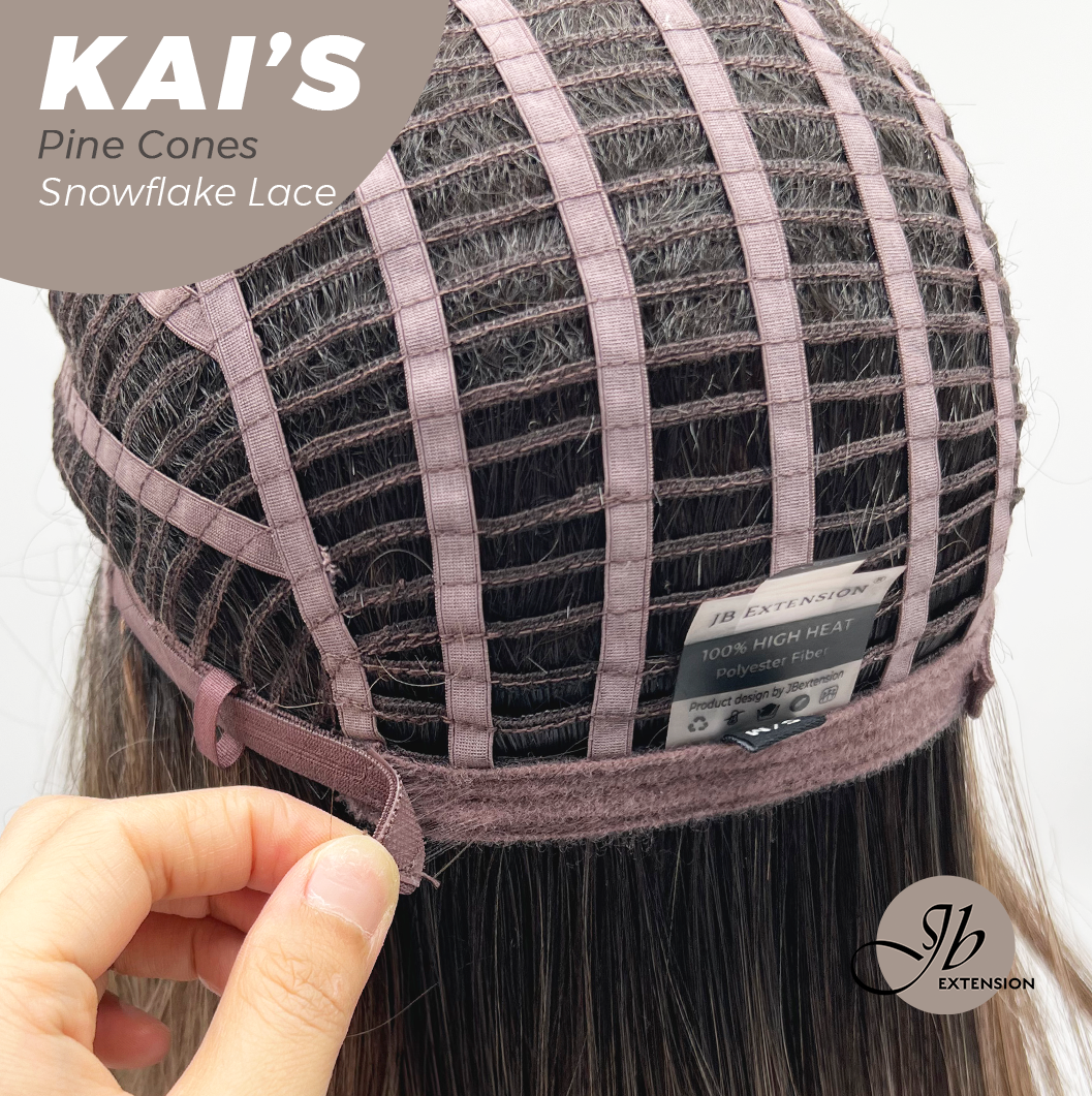 JBEXTENSION 18 Inches Pine Cones Pre-Cut Snowflake Lace Frontlace Glueless Wig KAI'S PINE CONES【PERMATEASE】【BENDY EAR TABS】- S/M