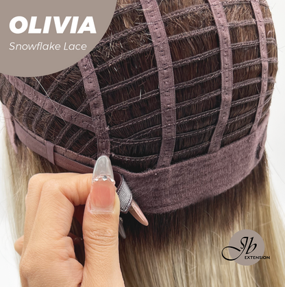JBEXTENSION 17 Inches Mix Blonde Pre-Cut Side Part Snowflake Lace Frontlace Glueless Wig OLIVIA SNOWFLAKE【BENDY EAR TABS】