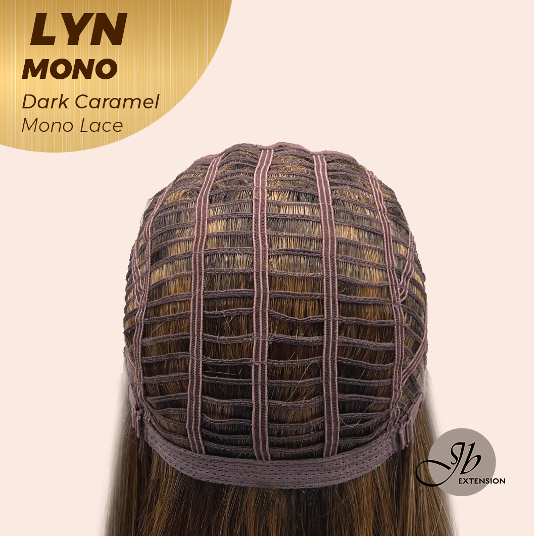 JBEXTENSION LYN DARK MONO Partial Monofilament Wig 17 Inches Dark Caramel Partial Mono Lace Glueless Wig LYN MONO DARK CARAMEL【BENDY EAR TABS】