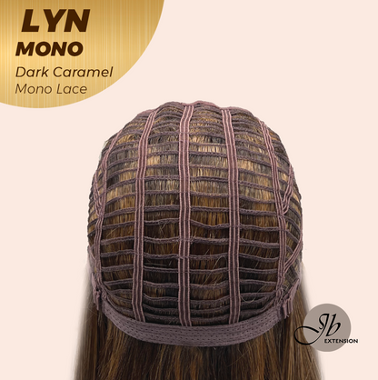 JBEXTENSION LYN DARK MONO Partial Monofilament Wig 17 Inches Dark Caramel Partial Mono Lace Glueless Wig LYN MONO DARK CARAMEL【BENDY EAR TABS】