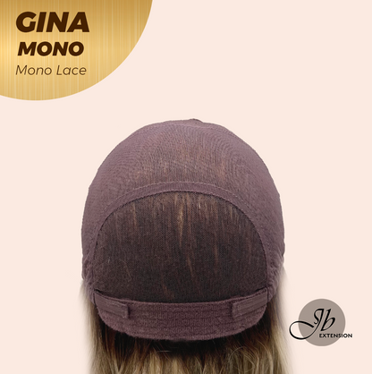JBEXTENSION GINA MONO Full Monofilament Handmade Full Lace Full Hand Tied Wig 12 Inches Mix Blonde Mono Lace Handmade Futura Fiber Wig with Anti-slip Silicone Strips Glueless Wig GINA MONO【BENDY EAR TABS】