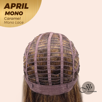 JBEXTENSION APRIL MONO Monofilament Handmade Wig 6X5 Full Monofilament Hand Tied Top Wig 18 Inches Caramel Mono Lace Wig With Anti-slip Silicone Strips Glueless Wig APRIL MONO CARAMEL【BENDY EAR TABS】