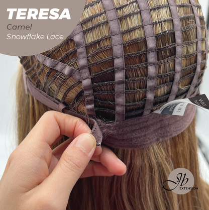 [FINAL SALE] JBEXTENSION 18 Inches Camel Pre-Cut Snowflake Lace Frontlace Glueless Wig TERESA CAMEL【PERMATEASE】【BENDY EAR TABS】- M/L