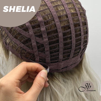 JBEXTENSION 18 Inches Wave White Blonde Women Fashion Full Machine Wig SHELIA【PLUS PERMATEASE】【BENDY EAR TABS】