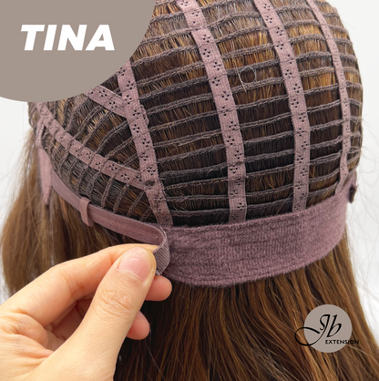 [FINAL SALE] JBEXTENSION 18 Inches Brown Mocha Curly Women Fashion Full Machine Wig TINA【PLUS PERMATEASE】【BENDY EAR TABS】