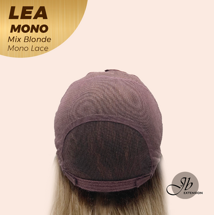 JBEXTENSION LEA MONO Full Monofilament Handmade Full Lace Full Hand Tied Wig 14 Inches Mix Blonde Mono Lace Handmade Futura Fiber Wig with Anti-slip Silicone Strips Glueless Wig LEA MONO MIX BLONDE【BENDY EAR TABS】