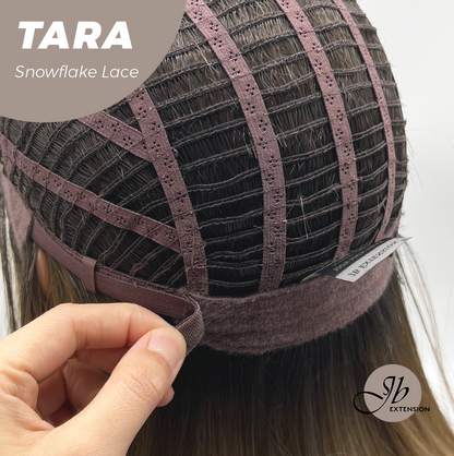 JBEXTENSION 12 Inches Shatush Mix Blonde Pre-Cut Side Part Snowflake Lace Frontlace Glueless Wig TARA SNOWFLAKE【BENDY EAR TABS】- M/L