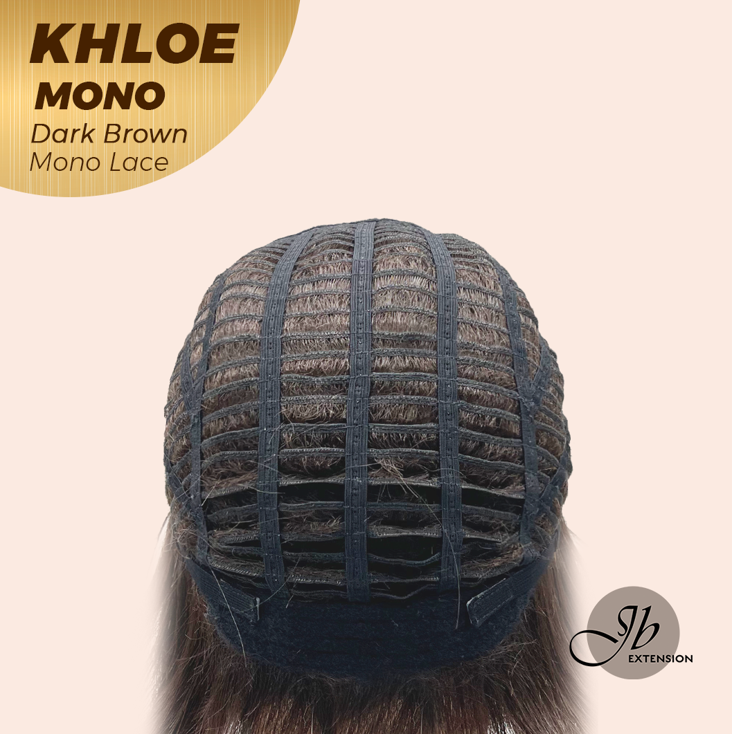 JBEXTENSION KHLOE MONO Monofilament Handmade Wig 6X5 Full Monofilament Hand Tied Top Wig 12 Inches Bob Cut Dark Brown Mono Lace Handmade Futura Fiber Wig With Anti-slip Silicone Strips Glueless Wig KHLOE MONO DARK BROWN【BENDY EAR TABS】