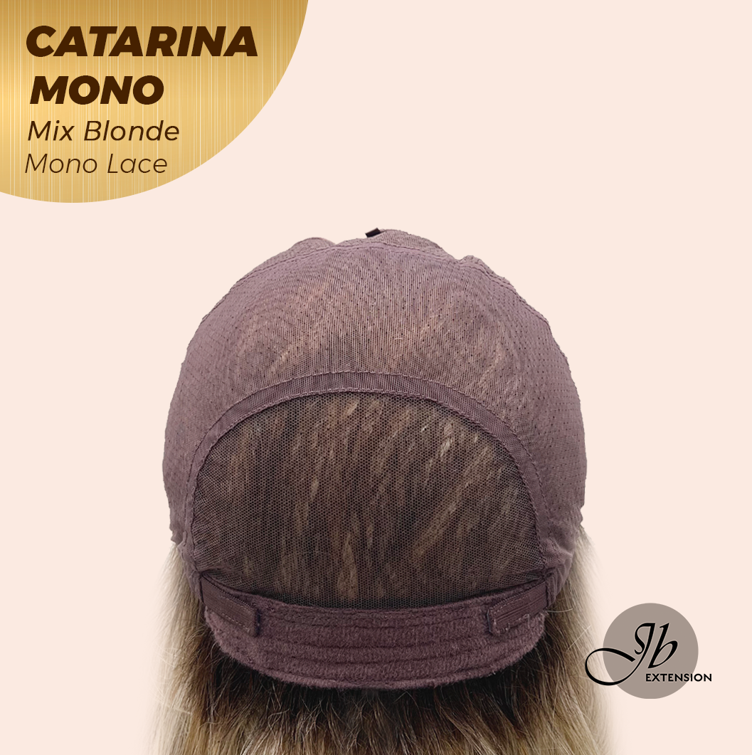 JBEXTENSION CATARINA MONO Full Monofilament Handmade Full Lace Full Hand Tied Wig 13 Inches Mix Blonde Mono Lace Handmade Futura Fiber Wig with Anti-slip Silicone Strips Glueless Wig CATARINA MONO MIX BLONDE【BENDY EAR TABS】