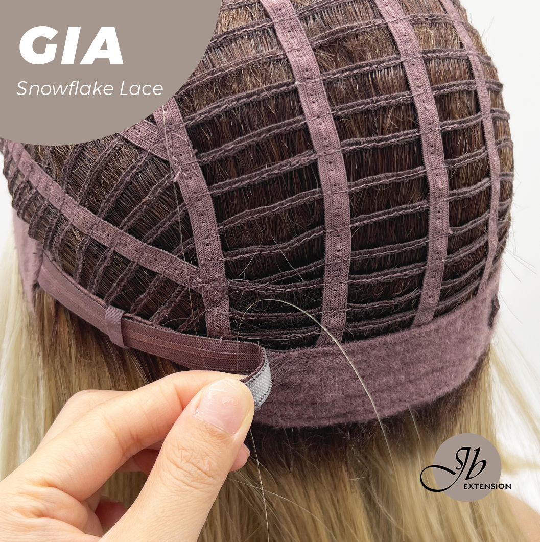 JBEXTENSION 16 Inches Mix Blonde Pre-Cut Side Part Snowflake Lace Frontlace Glueless Wig GIA【BENDY EAR TABS】