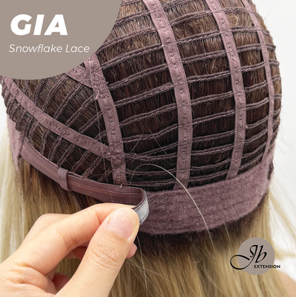 JBEXTENSION 16 Inches Mix Blonde Pre-Cut Side Part Snowflake Lace Frontlace Glueless Wig GIA【BENDY EAR TABS】