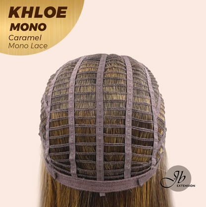 JBEXTENSION KHLOE MONO CARAMEL Monofilament Handmade Wig 6X5 Full Monofilament Hand Tied Top Wig 12 Inches Bob Cut Caramel Mono Lace Handmade Futura Fiber Wig With Anti-slip Silicone Strips Glueless Wig KHLOE MONO CARAMEL【BENDY EAR TABS】