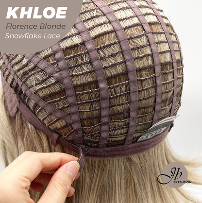 JBEXTENSION 12 Inches Bob Cut Florence Blonde Pre-Cut Snowflake Lace Frontlace Glueless Wig KHLOE FLORENCE BLONDE【PERMATEASE】【BENDY EAR TABS】- M/L