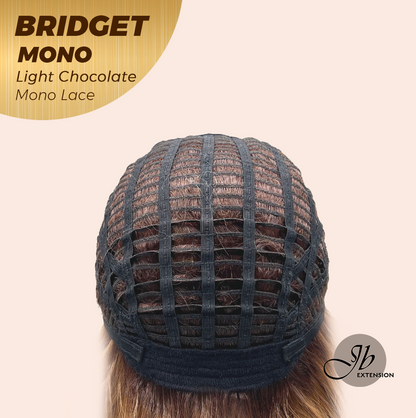 JBEXTENSION BRIDGET MONO Monofilament Handmade Wig 6X5 Full Monofilament Hand Tied Top Wig 15 Inches Light Chocolate Mono Lace Wig With Anti-slip Silicone Strips Glueless Wig BRIDGET MONO LIGHT CHOCOLATE【BENDY EAR TABS】