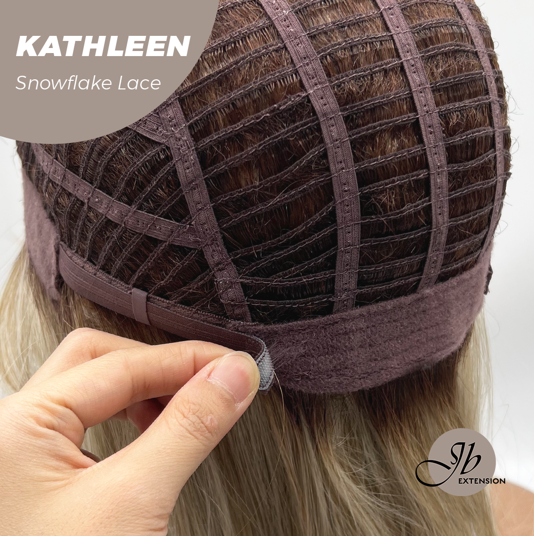 JBEXTENSION 15 Inches Mix Blonde Pre-Cut Arc Snowflake Lace Frontlace Glueless Wig KATHLEEN【BENDY EAR TABS】