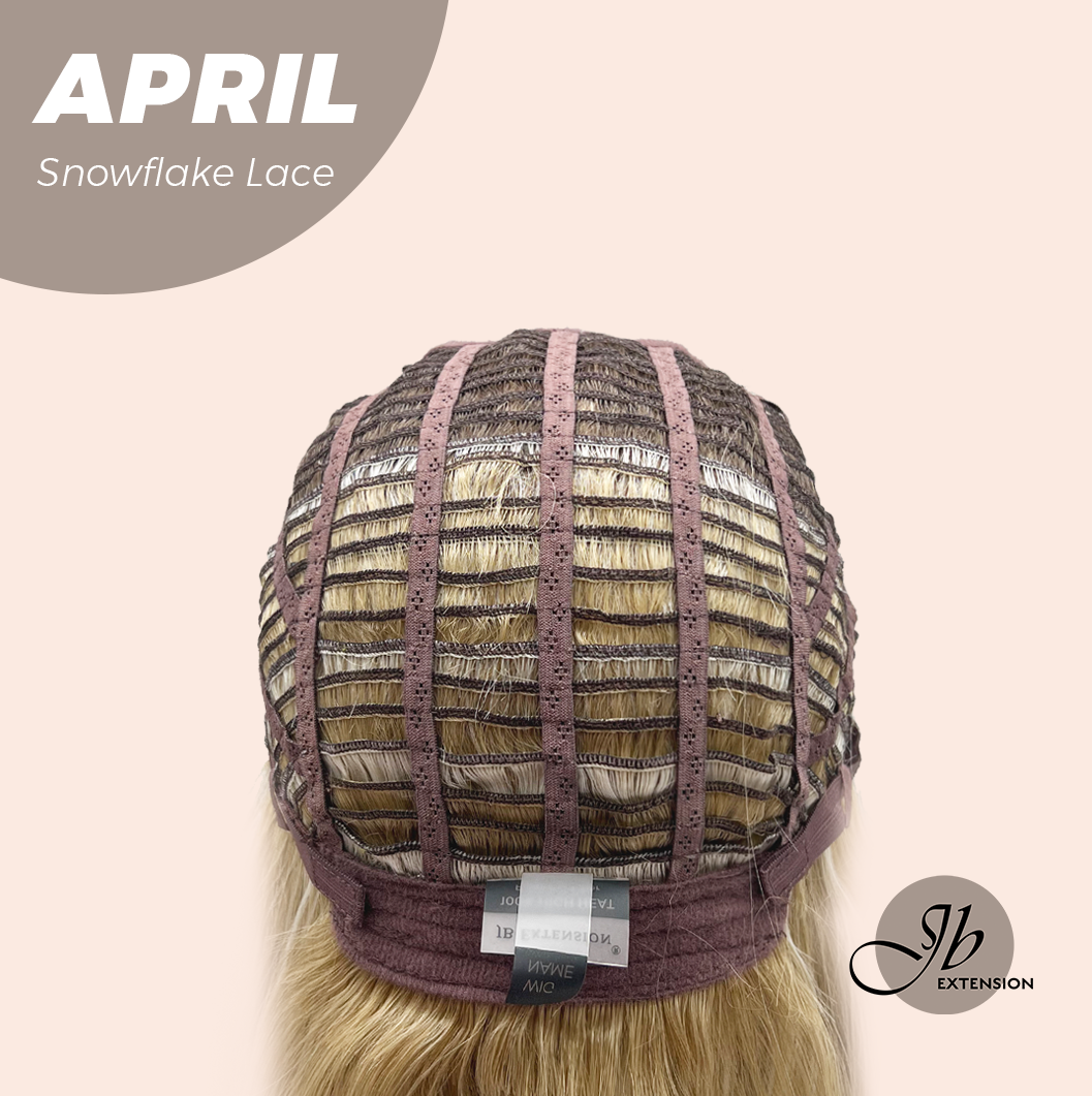 JBEXTENSION 20 Inches Mix Blonde Long Curly Pre-Cut Arc Snowflake Lace Frontlace Glueless Wig APRIL ARC【BENDY EAR TABS】