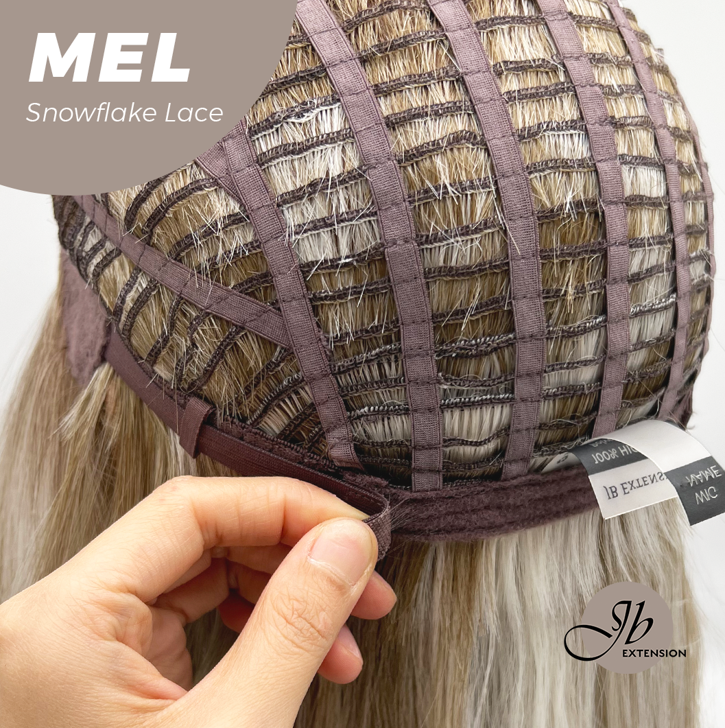 JBEXTENSION 20 Inches Ash Blonde Curly Pre-Cut Snowflake Lace Frontlace Glueless Wig MEL ASH BLONDE【PERMATEASE】【BENDY EAR TABS】- M/L