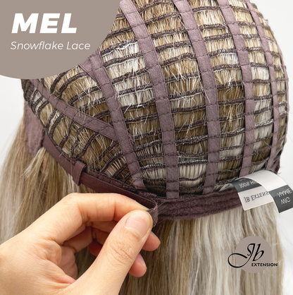 JBEXTENSION 20 Inches Ash Blonde Curly Pre-Cut Snowflake Lace Frontlace Glueless Wig MEL ASH BLONDE【PERMATEASE】【BENDY EAR TABS】- M/L