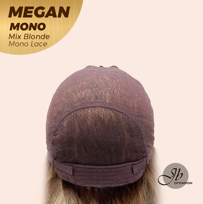 JBEXTENSION MEGAN MONO Full Monofilament Handmade Full Lace Full Hand Tied Wig 13 Inches Mix Blonde Mono Lace Handmade Futura Fiber Wig with Anti-slip Silicone Strips Glueless Wig MEGAN MONO - MIX BLONDE【BENDY EAR TABS】
