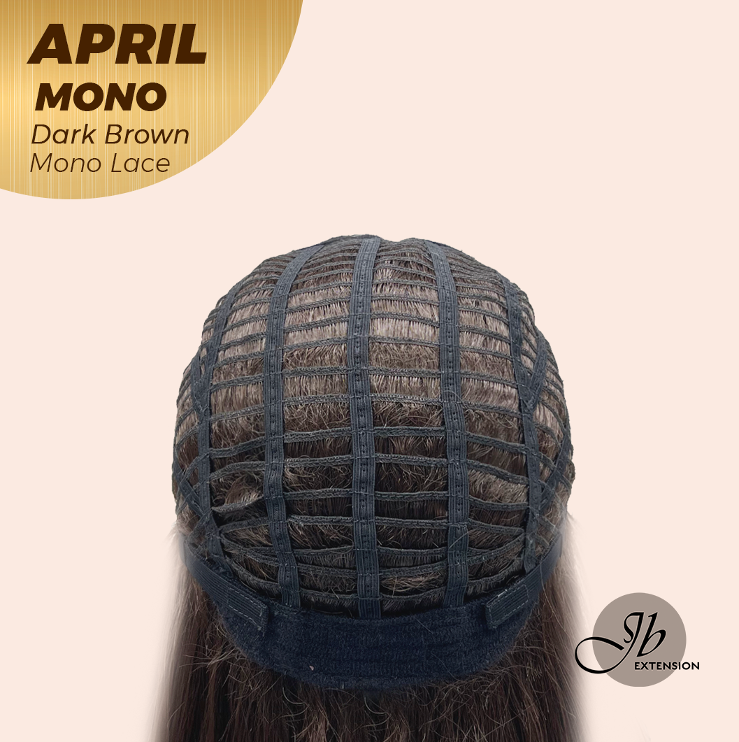 JBEXTENSION APRIL MONO Monofilament Handmade Wig 6X5 Full Monofilament Hand Tied Top Wig 18 Inches Dark Brown Mono Lace Wig With Anti-slip Silicone Strips Glueless Wig APRIL MONO DARK BROWN【BENDY EAR TABS】