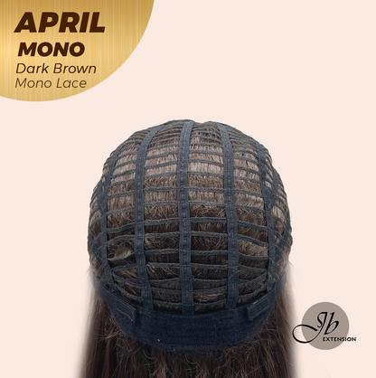 JBEXTENSION APRIL MONO Monofilament Handmade Wig 6X5 Full Monofilament Hand Tied Top Wig 18 Inches Dark Brown Mono Lace Wig With Anti-slip Silicone Strips Glueless Wig APRIL MONO DARK BROWN【BENDY EAR TABS】
