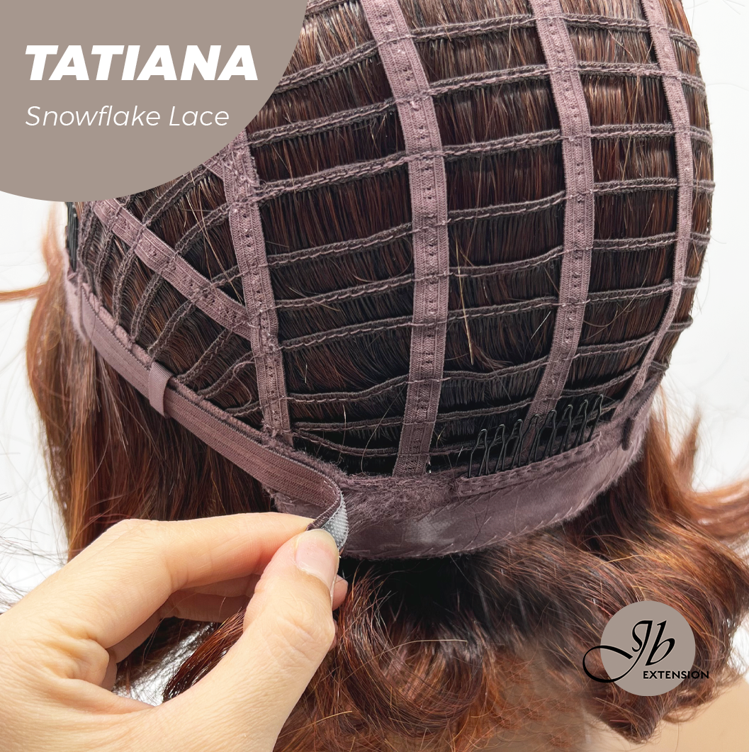 JBEXTENSION 10 Inches Copper Curly Pre-Cut Side Part Snowflake Lace Frontlace Black Sapphire Glueless Wig TATIANA - BLACK SAPPHIRE【BENDY EAR TABS】