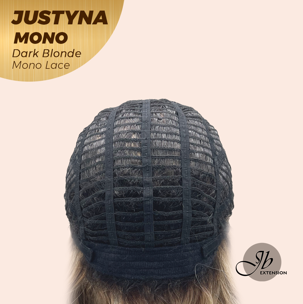 JBEXTENSION JUSTYNA MONO Monofilament Handmade Wig 6X5 Full Monofilament Hand Tied Top Wig 13 Inches Dark Blonde Mono Lace Wig with Anti-slip Silicone Strips Glueless Wig JUSTYNA MONO - DARK BLONDE【BENDY EAR TABS】