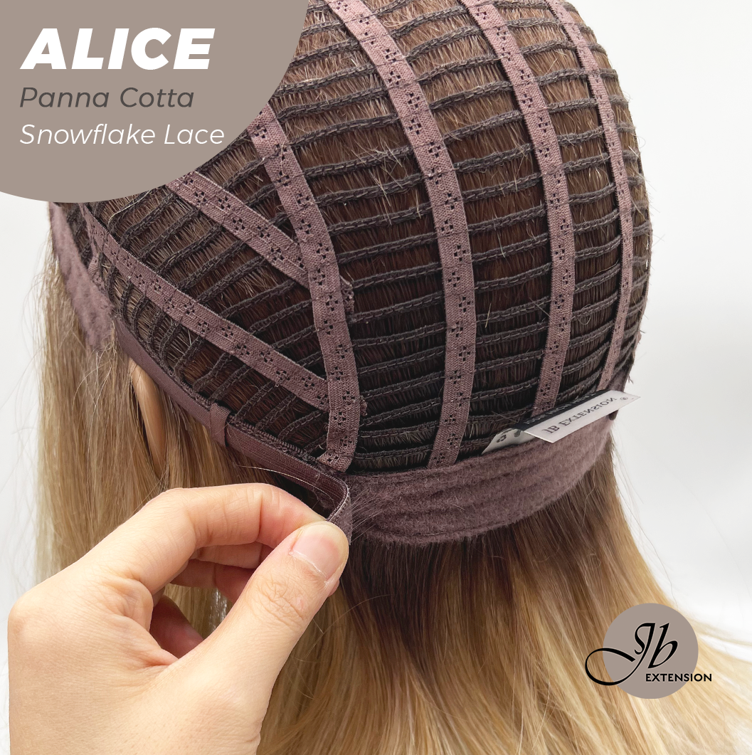 JBEXTENSION 12 Inches Panna Cotta Pre-Cut Side Part Snowflake Lace Frontlace Glueless Wig ALICE PANNA COTTA【BENDY EAR TABS】