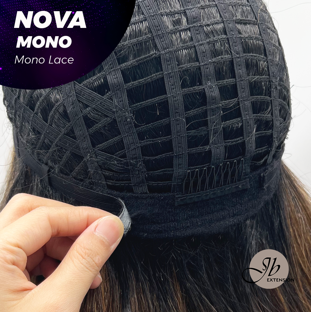 [FINAL SALE] JBEXTENSION NOVA MONO Monofilament Handmade Wig 6X5 Full Monofilament Hand Tied Top Wig 25 Inches Ombre Brown Curly Mono Lace Handmade Futura Fiber Glueless Black Sapphire Wig NOVA MONO【BENDY EAR TABS】