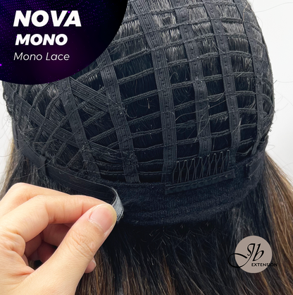 [FINAL SALE] JBEXTENSION NOVA MONO Monofilament Handmade Wig 6X5 Full Monofilament Hand Tied Top Wig 25 Inches Ombre Brown Curly Mono Lace Handmade Futura Fiber Glueless Black Sapphire Wig NOVA MONO【BENDY EAR TABS】