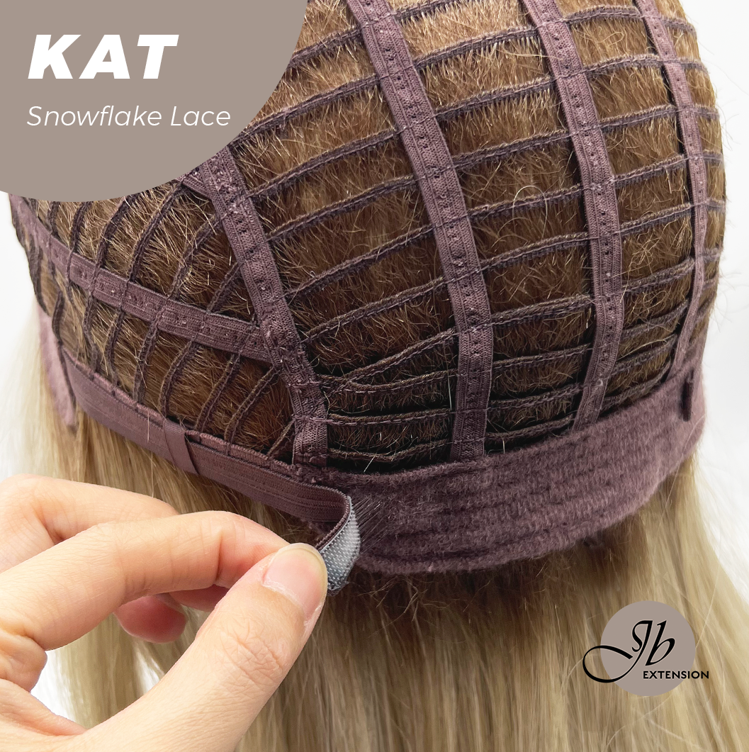 JBEXTENSION 20 Inches Mix Blonde Long Pre-Cut Arc Snowflake Lace Frontlace Glueless Wig KAT【BENDY EAR TABS】