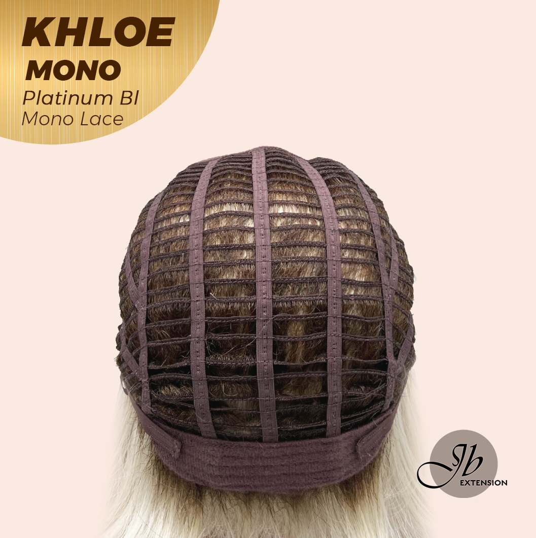 JBEXTENSION KHLOE MONO 6X5 Full Monofilament Hand Tied Top Wig 12 Inches Bob Cut Platinum Blonde Mono Lace Handmade Futura Fiber Wig With Anti-slip Silicone Strips Glueless Wig KHLOE MONO PLATINUM BLONDE【BENDY EAR TABS】