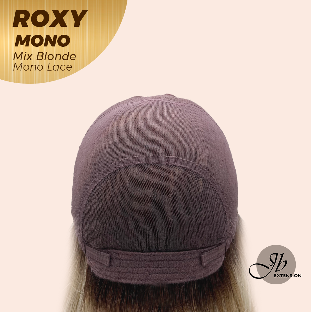 JBEXTENSION ROXY MONO Full Monofilament Handmade Full Lace Full Hand Tied Wig 19 Inches Mix Blonde Mono Lace Handmade Futura Fiber Wig with Anti-slip Silicone Strips Glueless Wig ROXY MONO - MIX BLONDE【BENDY EAR TABS】