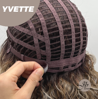 [FINAL SALE] JBEXTENSION 14 Inches Extra Curly Blonde with Brown Highlight Wig Women Fashion Full Machine Wig YVETTE【PLUS PERMATEASE】【BENDY EAR TABS】