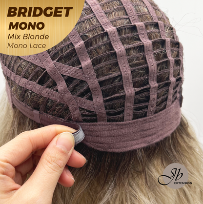 JBEXTENSION BRIDGET MONO Monofilament Handmade Wig 6X5 Full Monofilament Hand Tied Top Wig 15 Inches Mix Blonde Mono Lace Wig With Anti-slip Silicone Strips Glueless Wig BRIDGET MONO MIX BLONDE【BENDY EAR TABS