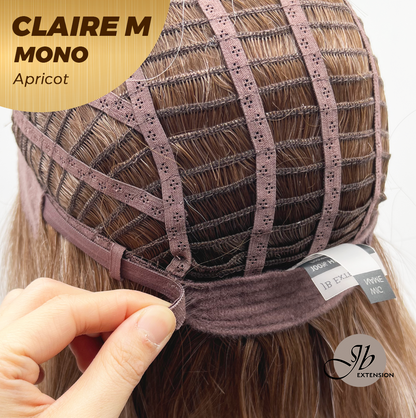 JBEXTENSION CLAIRE MONO Partial Monofilament Wig 22 Inches Apricot Curly Partial Mono Lace Glueless Wig CLAIRE MONO APRICOT【BENDY EAR TABS】