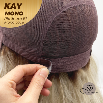 JBEXTENSION KAY MONO Full Monofilament Handmade Full Lace Full Hand Tied Wig 19 Inches Platinum Blonde Mono Lace Handmade Futura Fiber Wig with Anti-slip Silicone Strips Glueless Wig KAY MONO - PLATINUM BLONDE【BENDY EAR TABS】